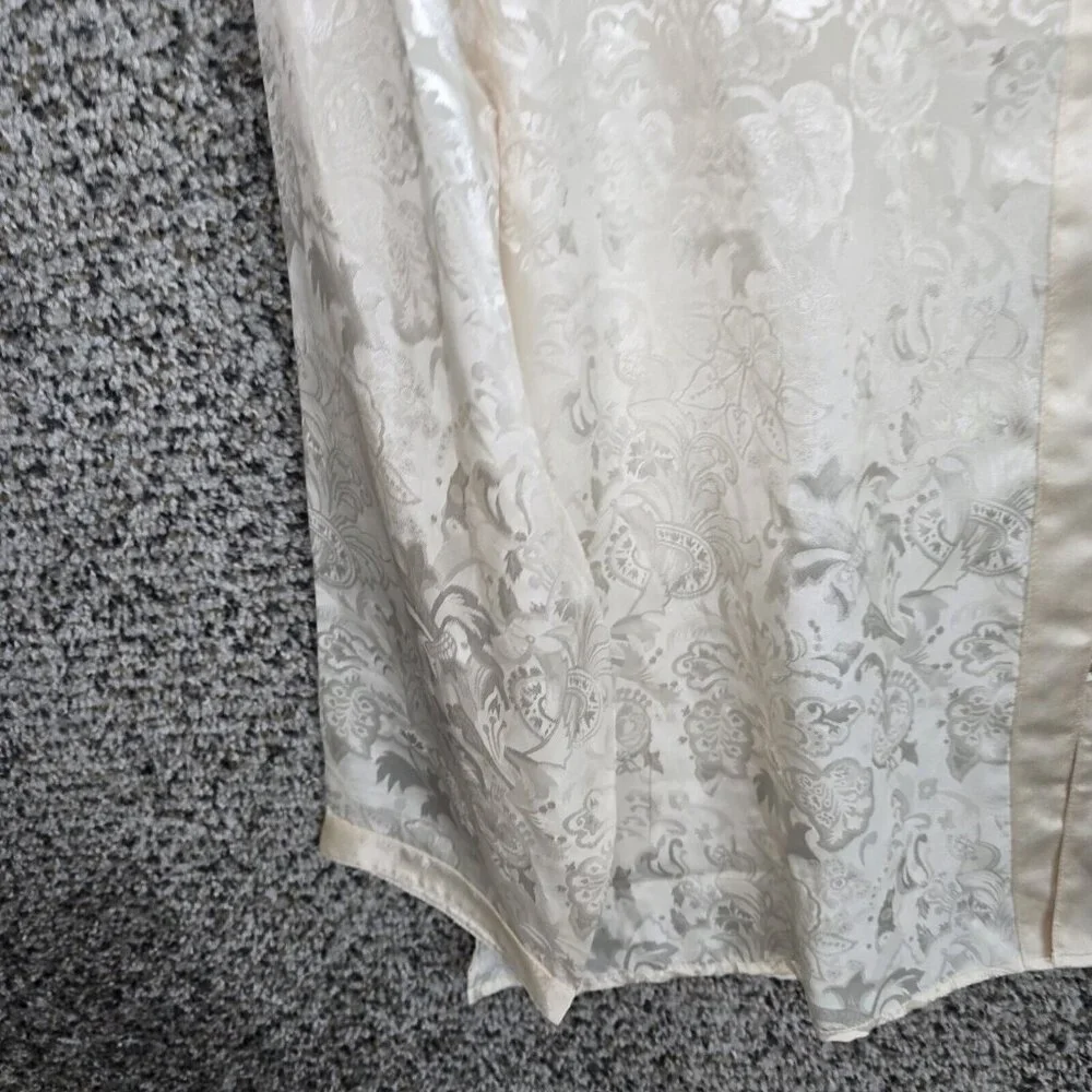 Vintage Victorias Secret Pajama Top‎ Womens Large Cream Button Up Polyester